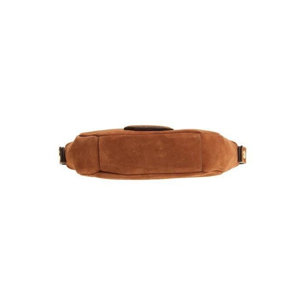 BNWT AllSaints Cognac Suede & Gold Hardware Shoulder Bag, Reg $299 - Picture 5 of 7